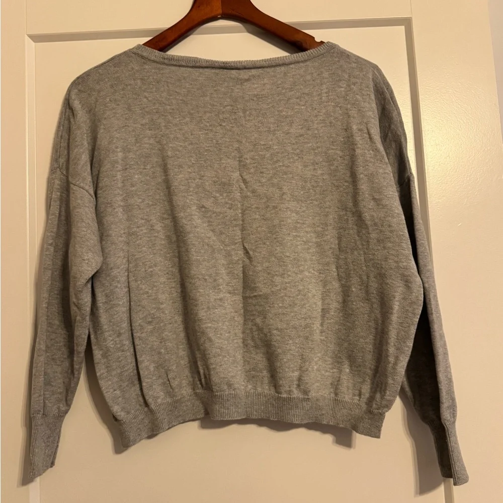EUC! Sparkle & Fade Crop Sweater with Black 'Je t'aime' Print, Size XS - Picture 3 of 5